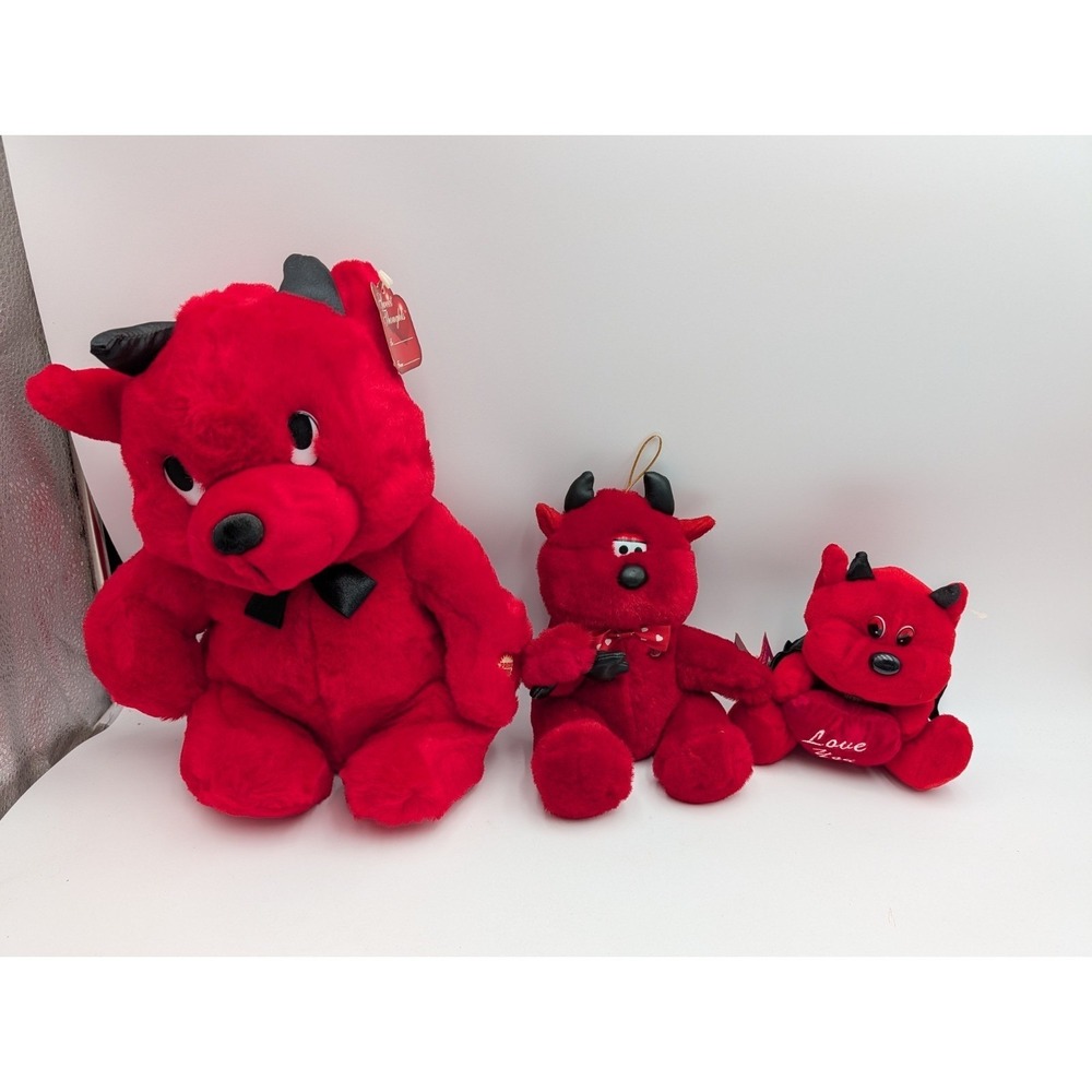 Red Devil Plush‎ MTY International Dan Dee Fun World Lot of 3 Stuffed Animal Toy
